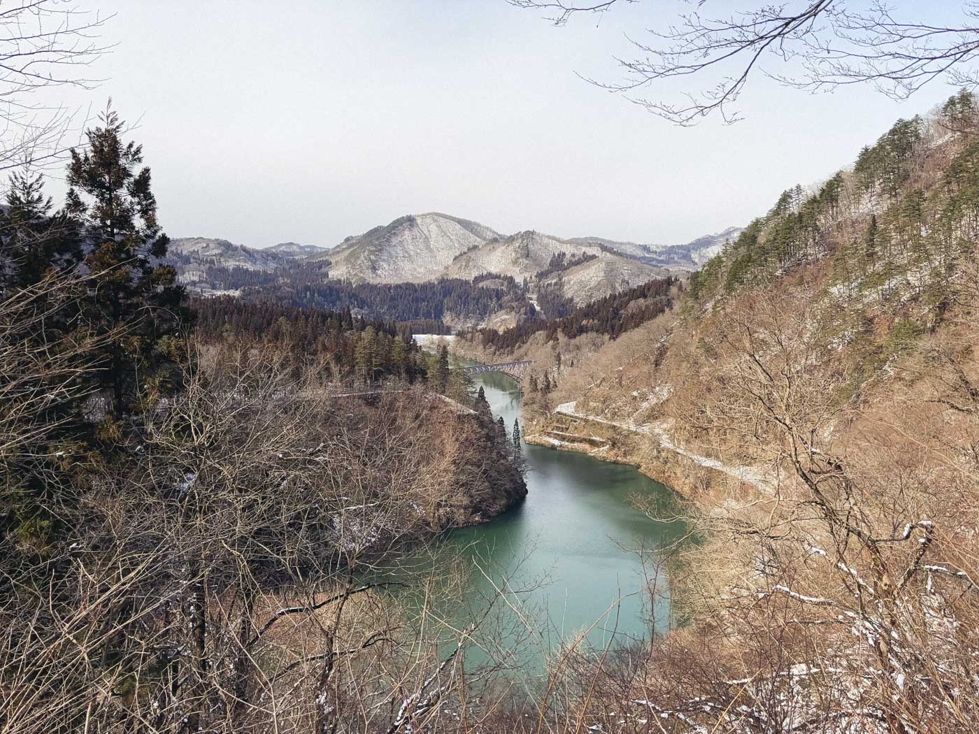 第一只見川橋梁の雪解け